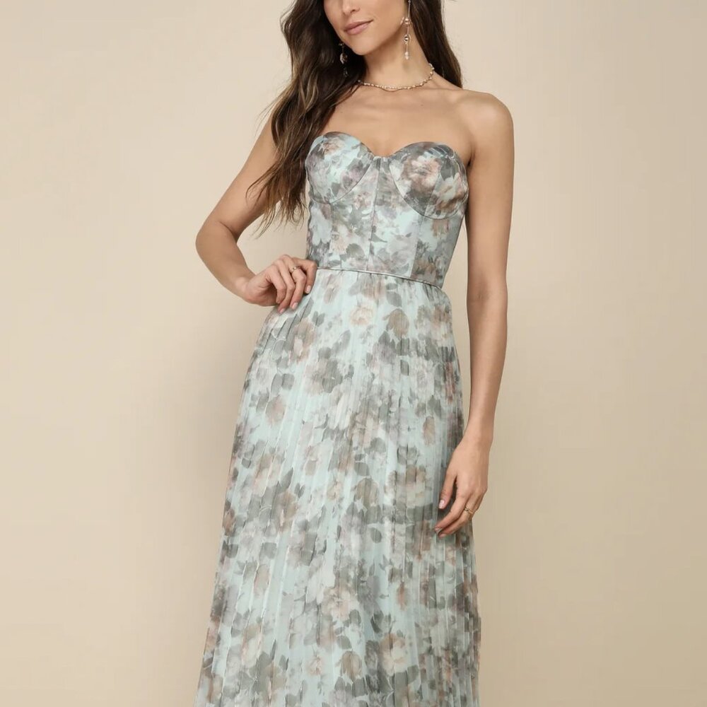 Most Beautiful Day Sage Multi Floral Print Organza Maxi Dress